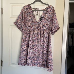 Lulu’s Satin Floral Baby Doll Dress